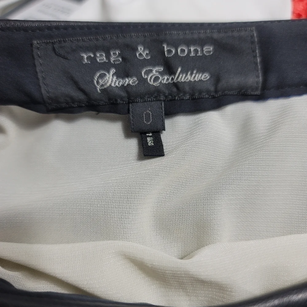 Rag & Bone Black Pleated Sheer Lined Skirt Leather 0 - Picture 8 of 10
